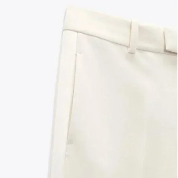 ZARA Oyster White Tuxedo The Masculine Trousers & Bustier Sweetheart Neckline